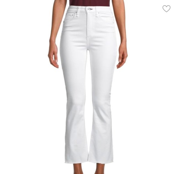 Rag & Bone Nina High-Rise Ankle Crop Flare Jeans White 31/27 EUC - Picture 1 of 14